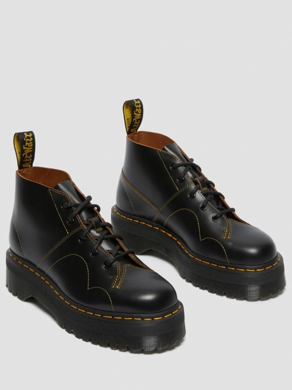 Dr Martens Church Quad Platform Monkey Boots Black US M9 W10 Leather NWT